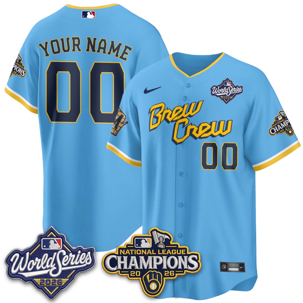 Milwaukee Brewers 2026 NL Champions Custom Vapor Jersey - Stitched-NQD