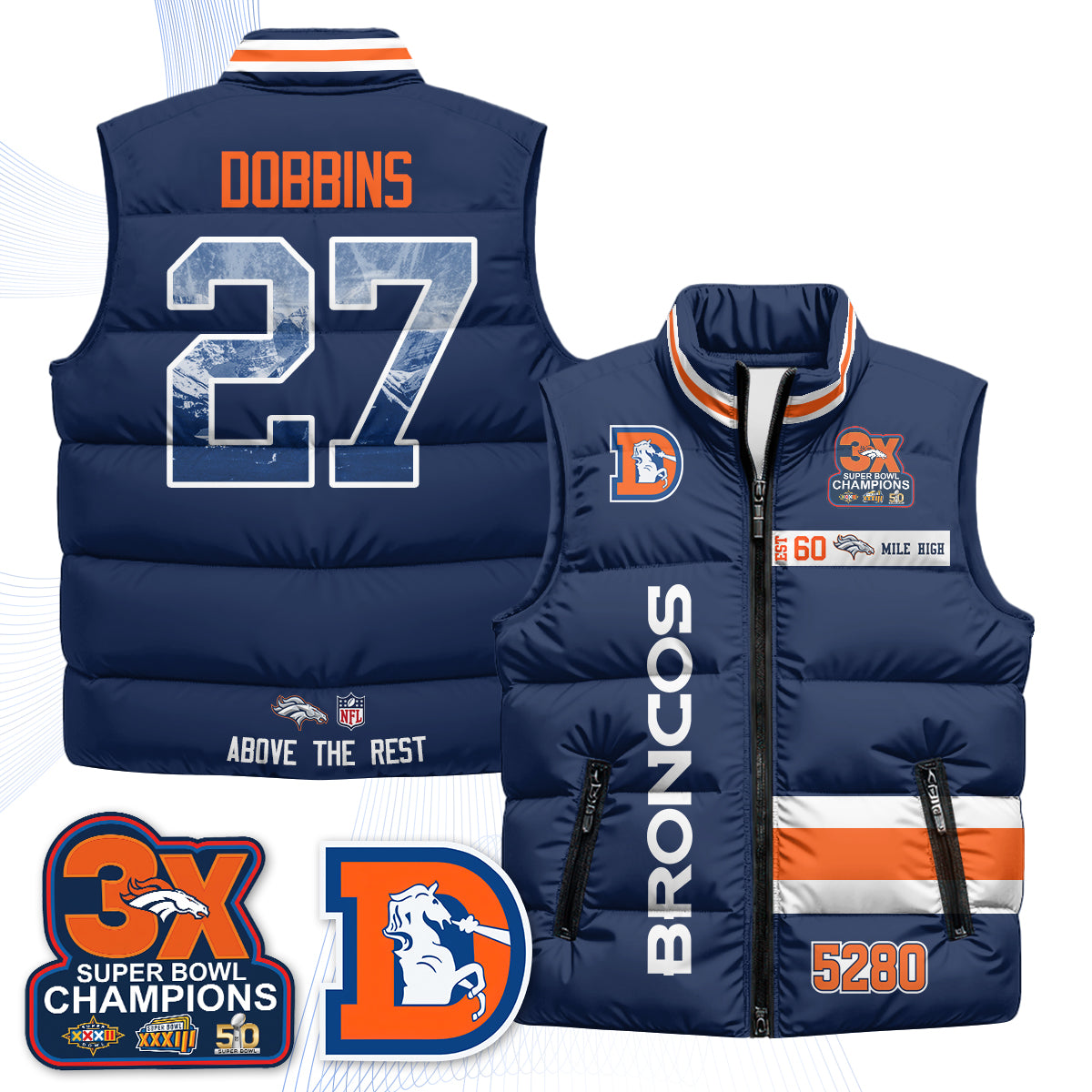 Denver Broncos "Mile High" Puffer Vest - Printed