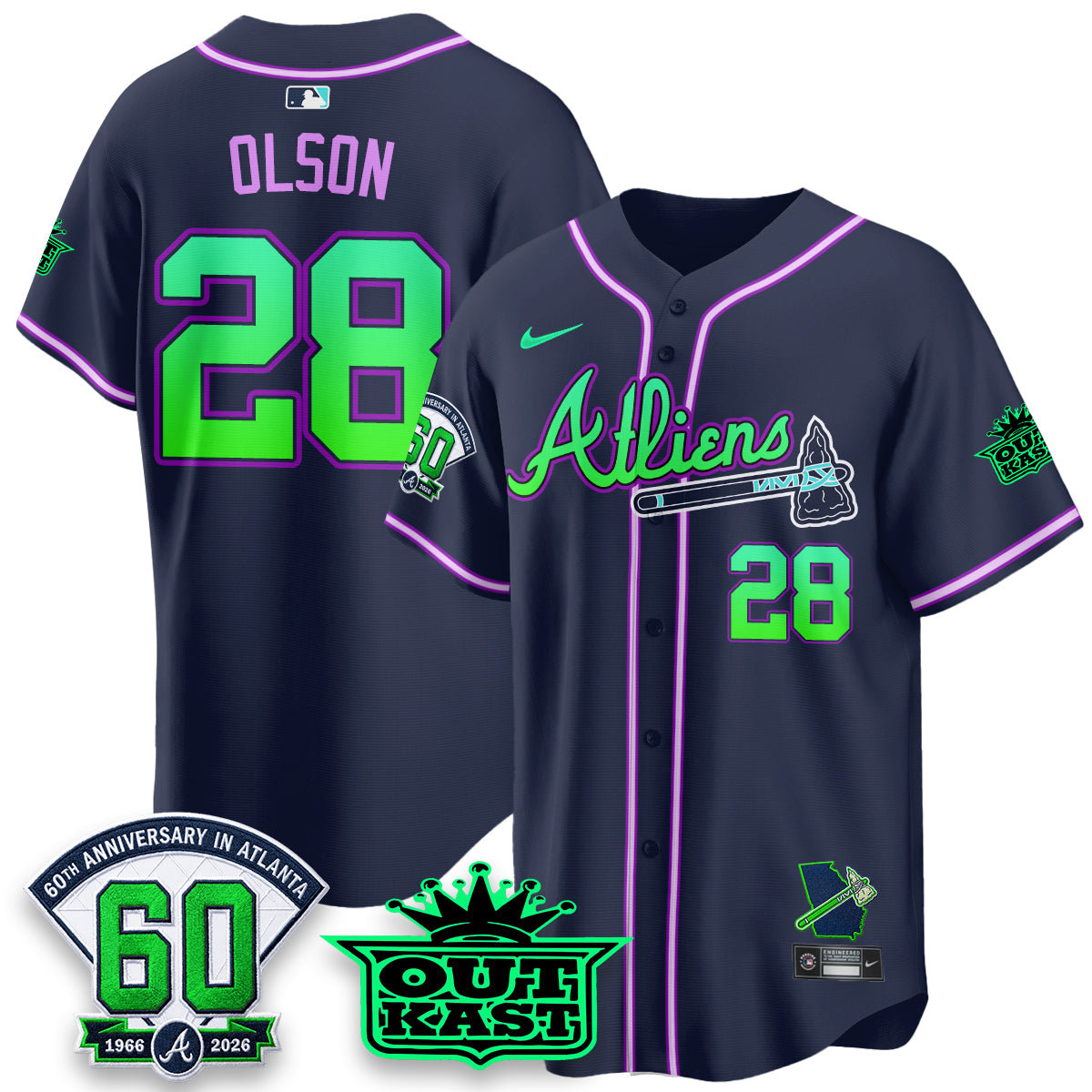 Atlanta Braves x Atliens Cool Base Galaxy Version Jersey - Stitched