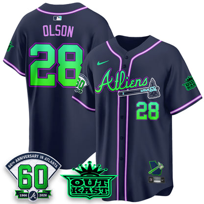 Atlanta Braves x Atliens Cool Base Galaxy Version Jersey - Stitched