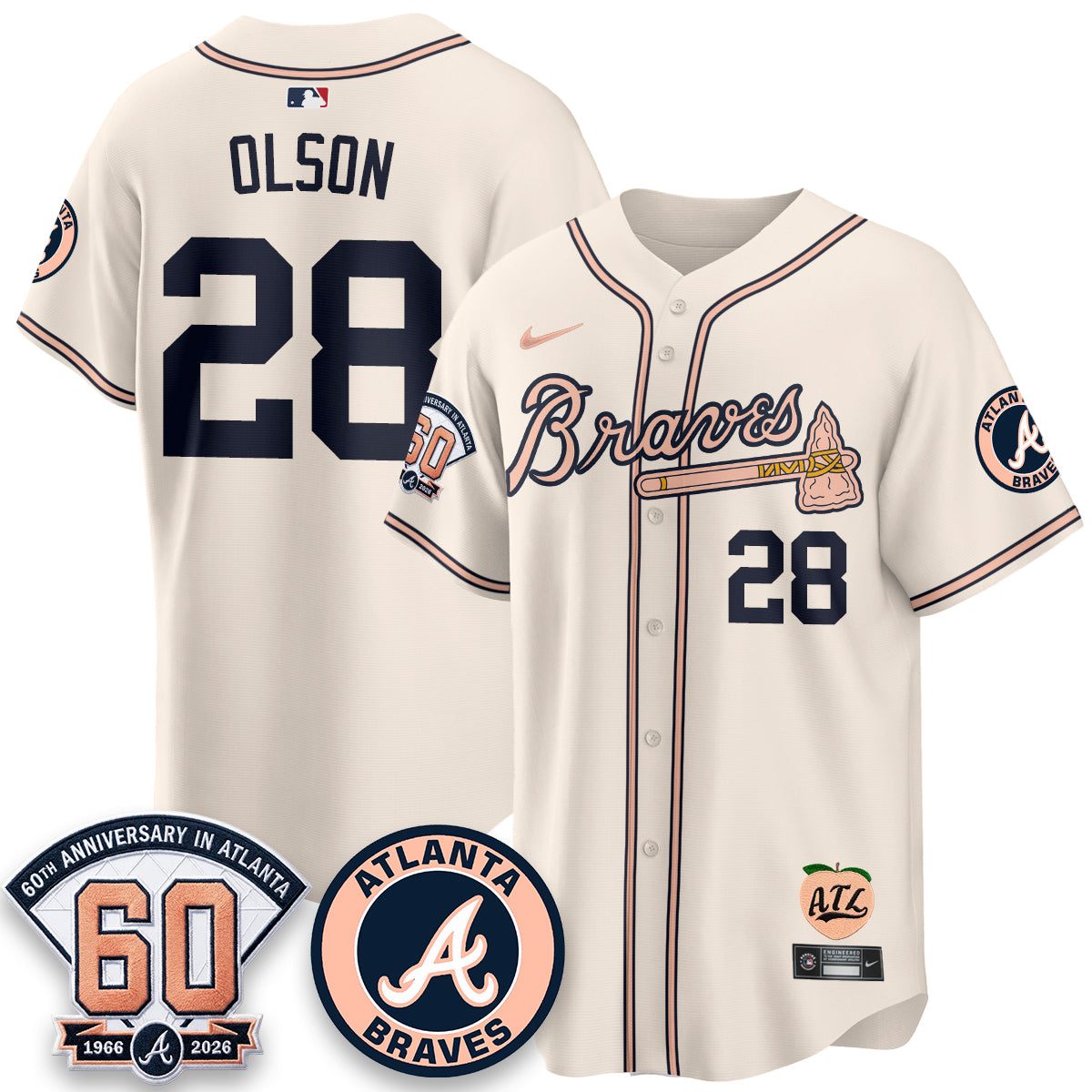 Atlanta Braves 60th Anniversary Peach Edition Vapor Premier Limited Jersey - All Stitched (1)