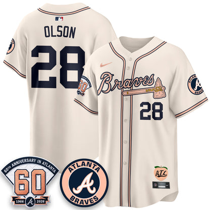 Atlanta Braves 60th Anniversary Peach Edition Vapor Premier Limited Jersey - All Stitched (1)