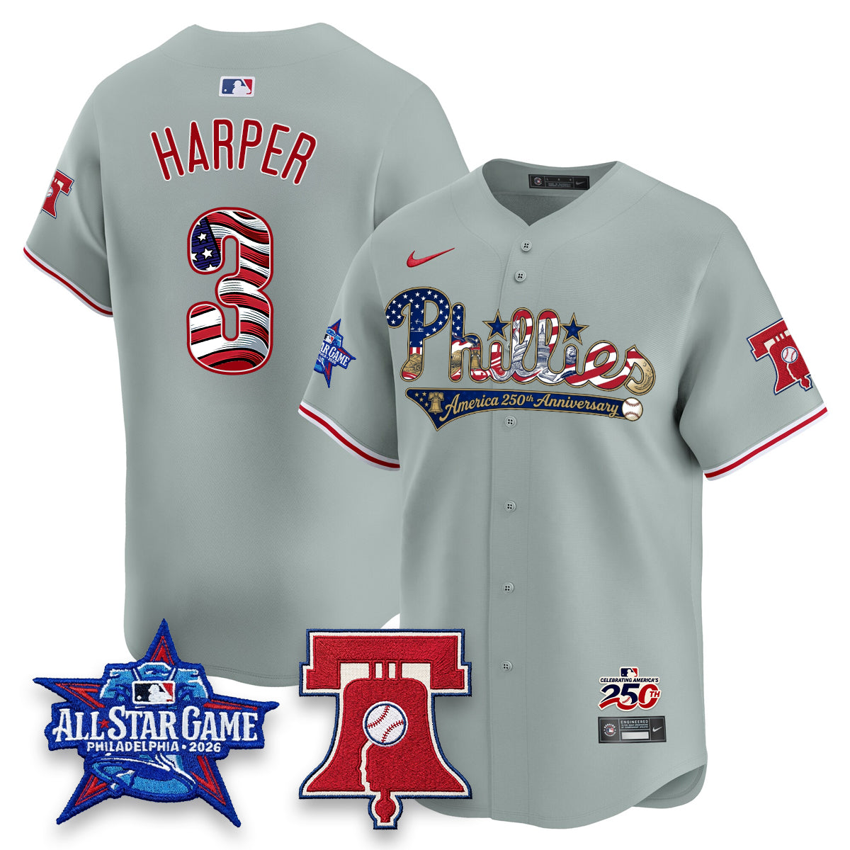 Philadelphia Phillies 2026 Independence Day USA Vapor Limited Jersey - Stitched