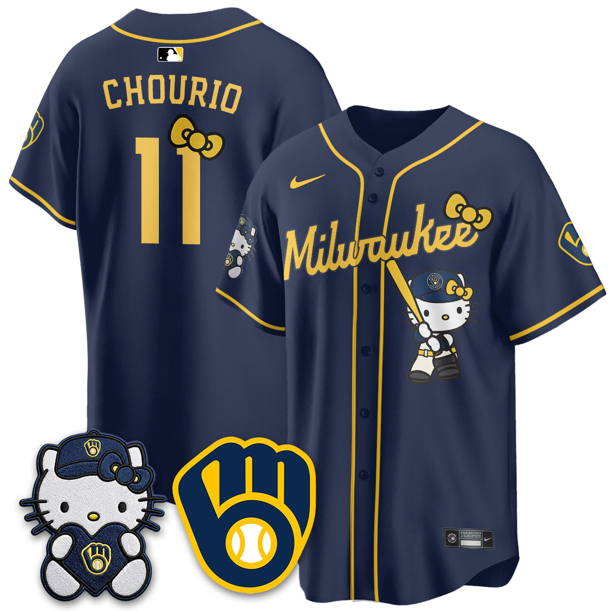 Milwaukee Brewers Meow KT Night Vapor Limited Jersey - Stitched