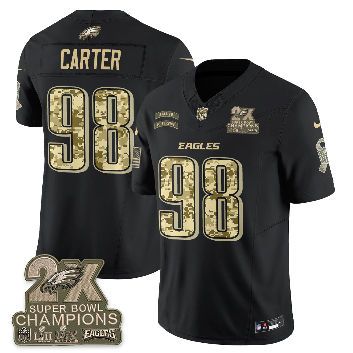 Philadelphia Eagles Salute to Service V2 Vapor Jersey - Stitched-NQD
