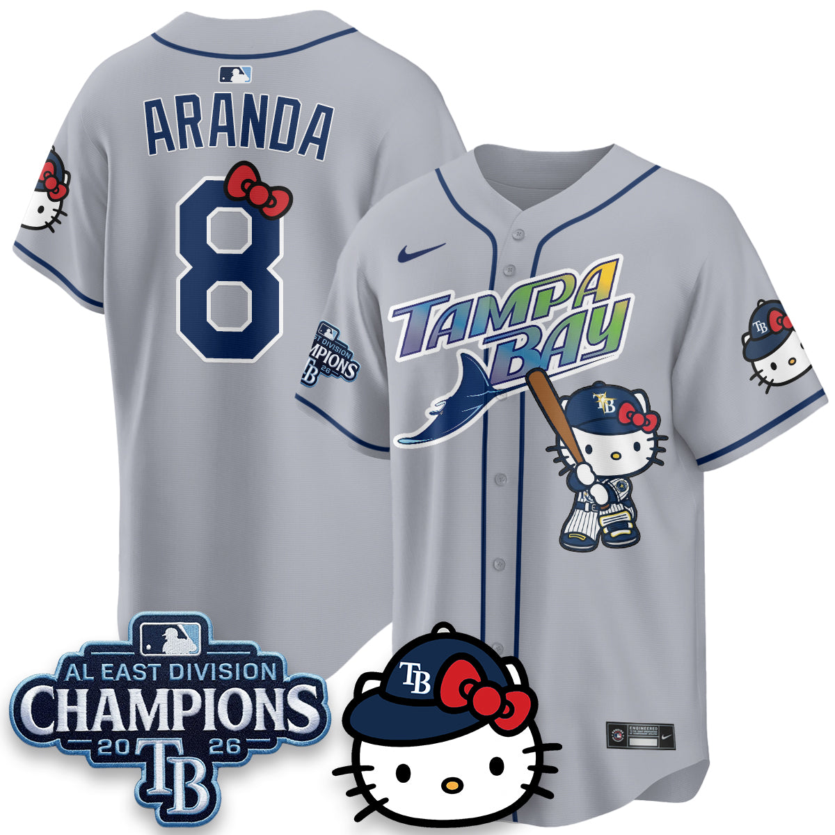 Tampa Bay Rays x Meow KT 2026 AL East Champs Vapor Jersey - Stitched-NQD