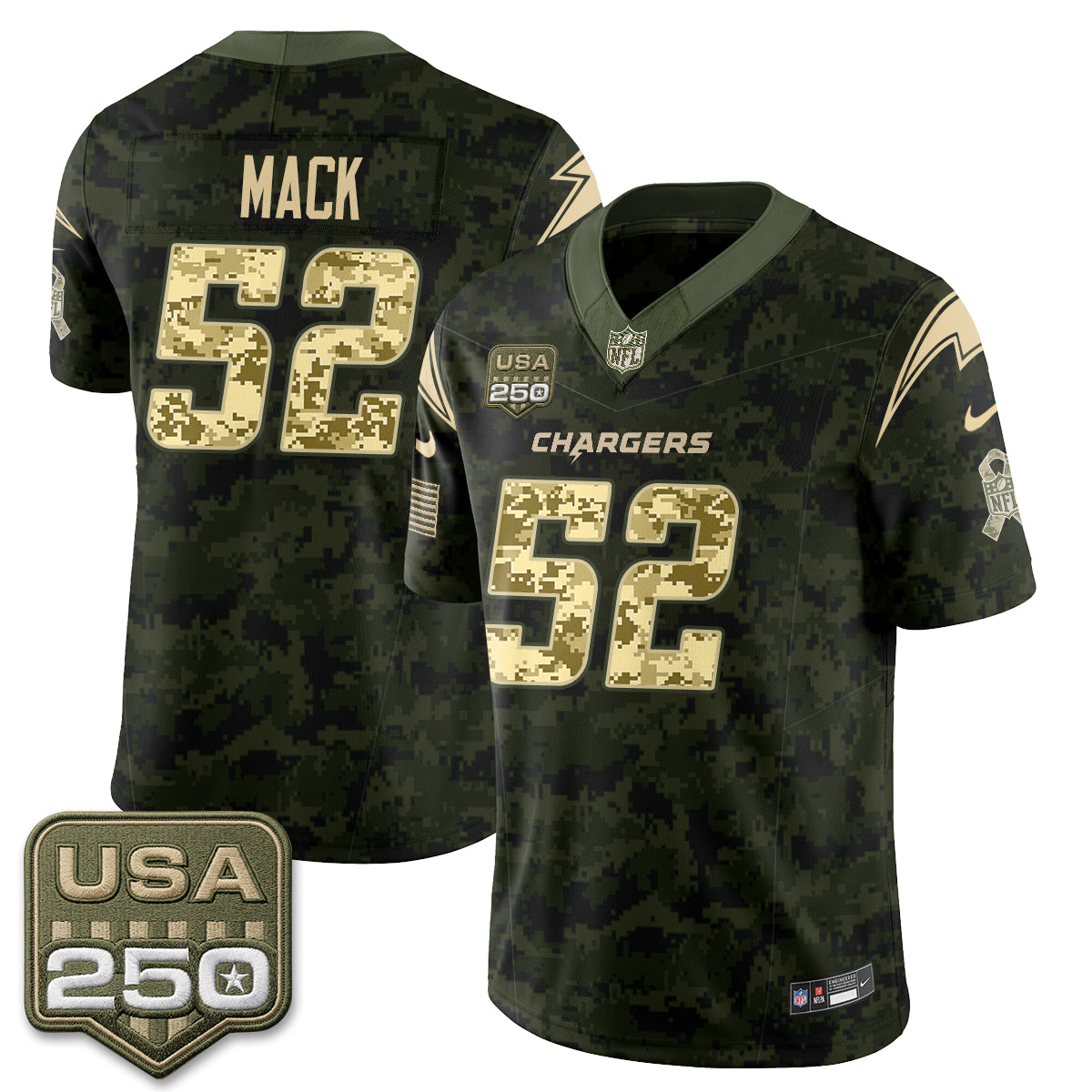 Los Angeles Chargers 2026 Salute to Service Vapor Jersey - Stitched