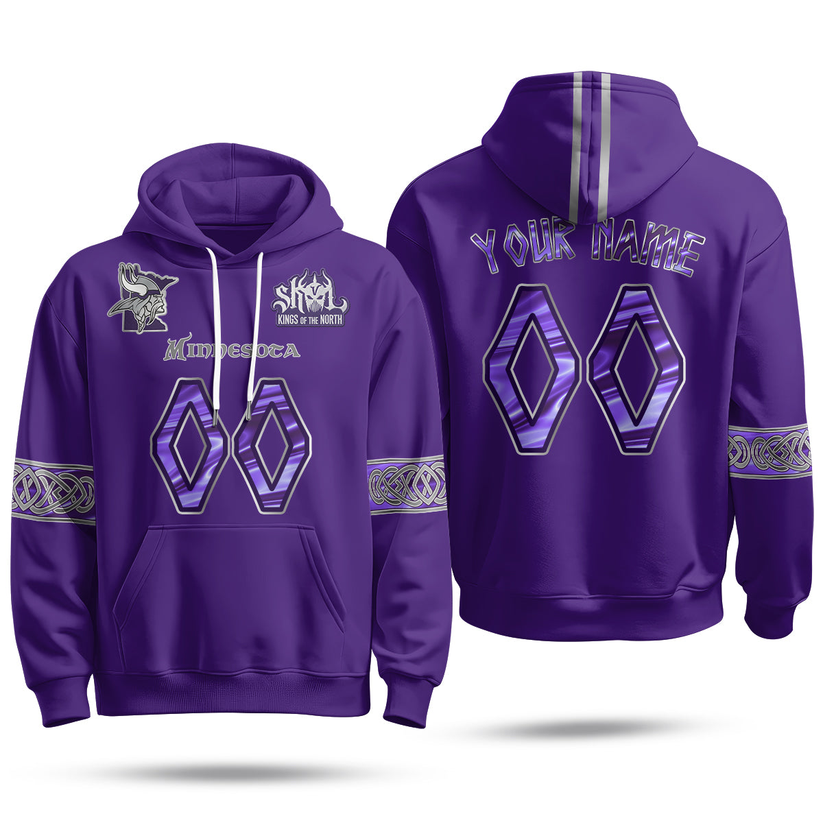 Minnesota Vikings 2026 Warrior Custom Fleece Hoodie - Printed