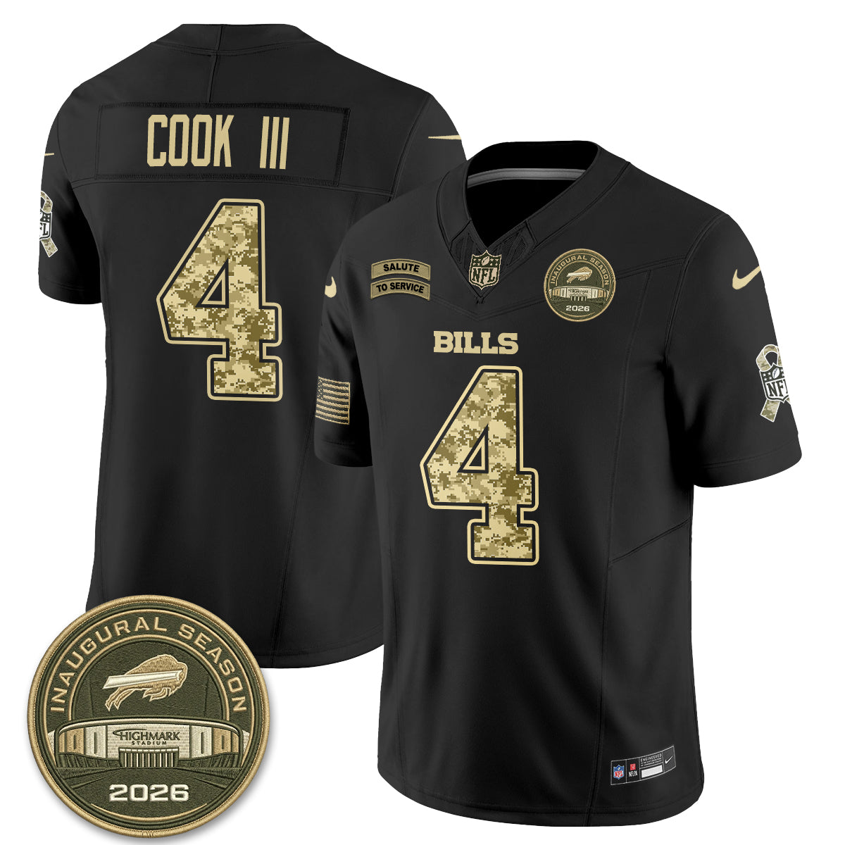 Buffalo Bills 2026 Salute to Service Edition Vapor Jersey V2- Stitched-NQD
