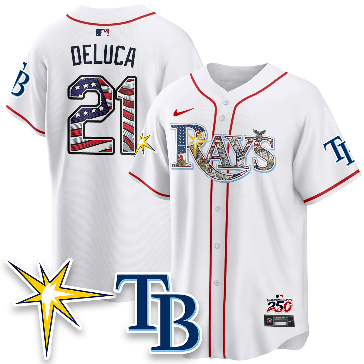 Tampa Bay Rays Independence Day USA 2026 Vapor Limited Jersey - Stitched