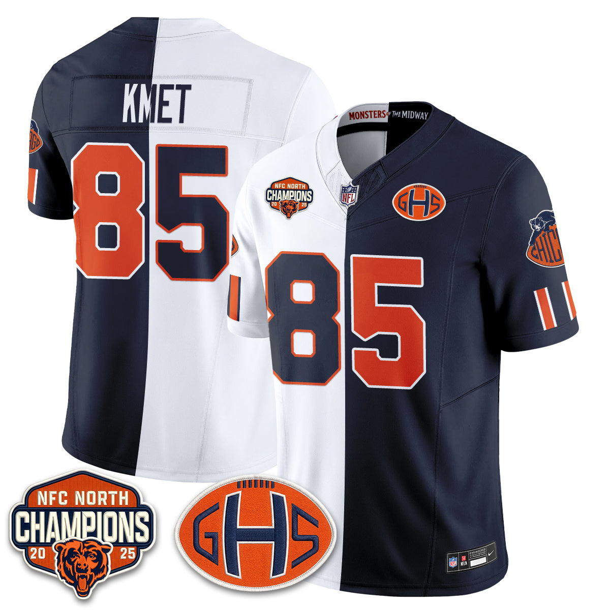 Chicago Bears 2026 Rivalries Split Edition Vapor Jersey - Stitched