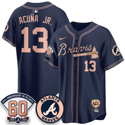 Atlanta Braves 60th Anniversary Peach Edition Vapor Premier Limited Jersey - All Stitched (1)