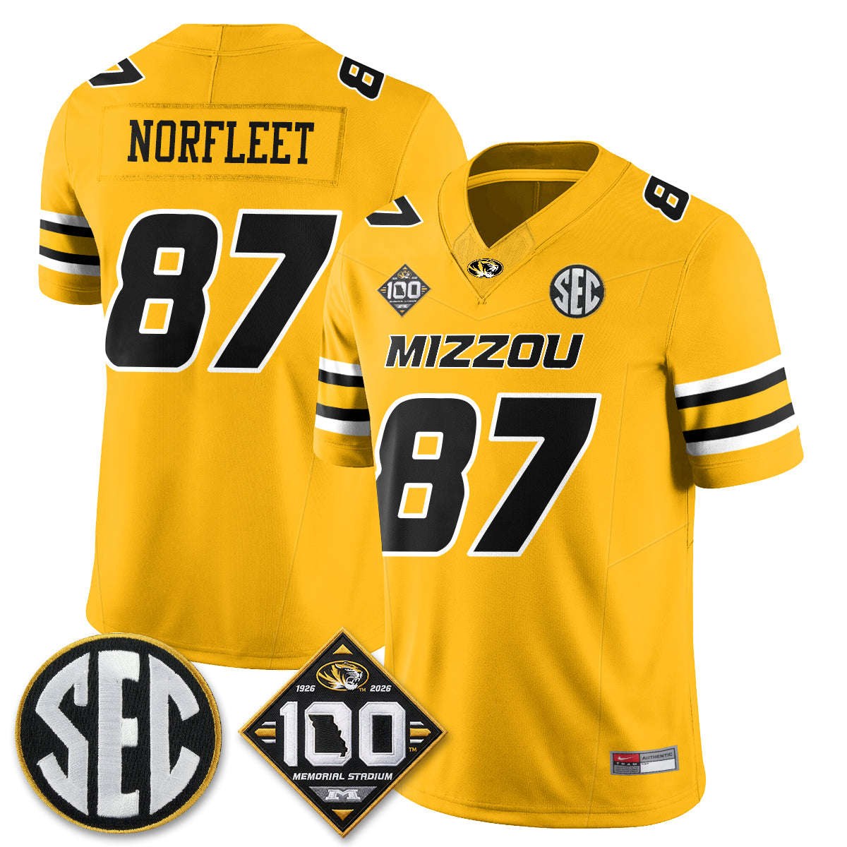 Missouri Tigers 100th Anniversary of Memorial Stadium Vapor Jersey - Stitched
