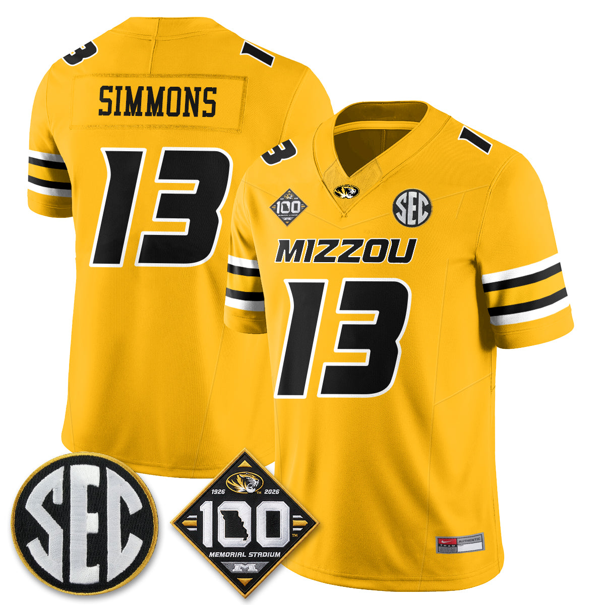 Missouri Tigers 100th Anniversary of Memorial Stadium Vapor Jersey - Stitched