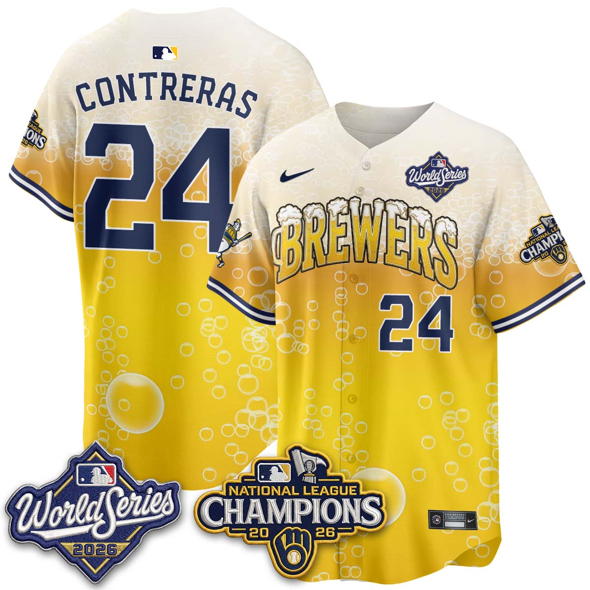 Milwaukee Brewers "Pitcher & Pint" WS26 & 2026 NL Champions Vapor Jersey - Stitched (V2)