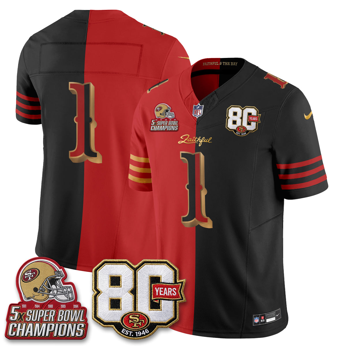 San Francisco 49ers Rivalries Split Edition Vapor Jersey - Stitched