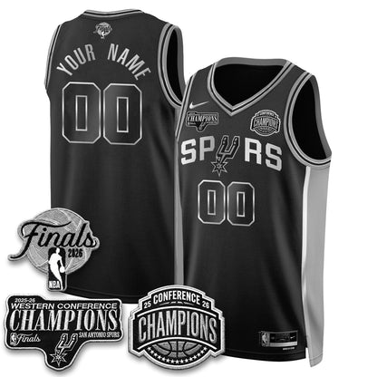 San Antonio Spurs 2026 NBA Western Conference Champions Vapor Special Edition Custom Jersey - Stitched