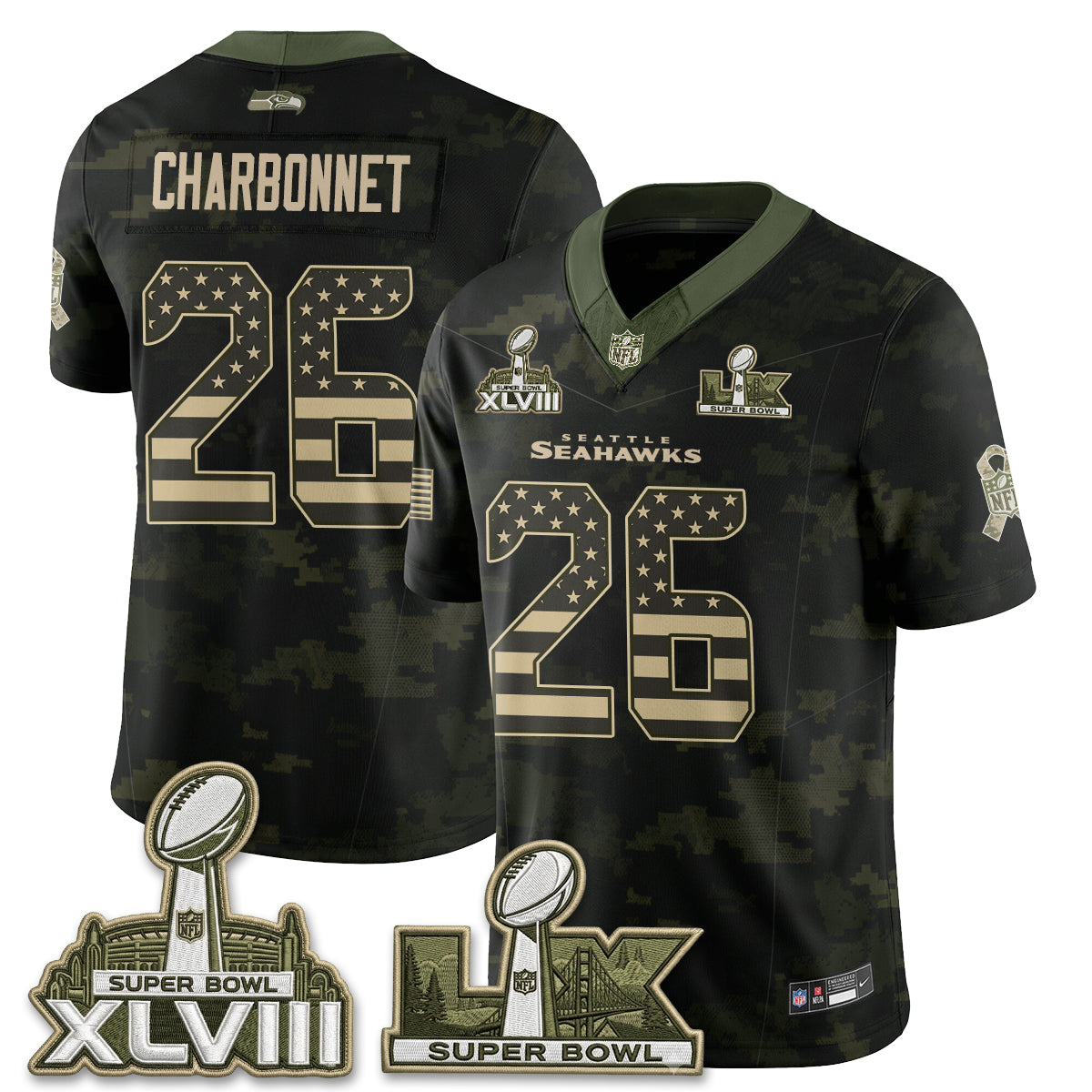 Seattle Seahawks 2026 Salute to Service Edition Vapor Jersey V2- Stitched