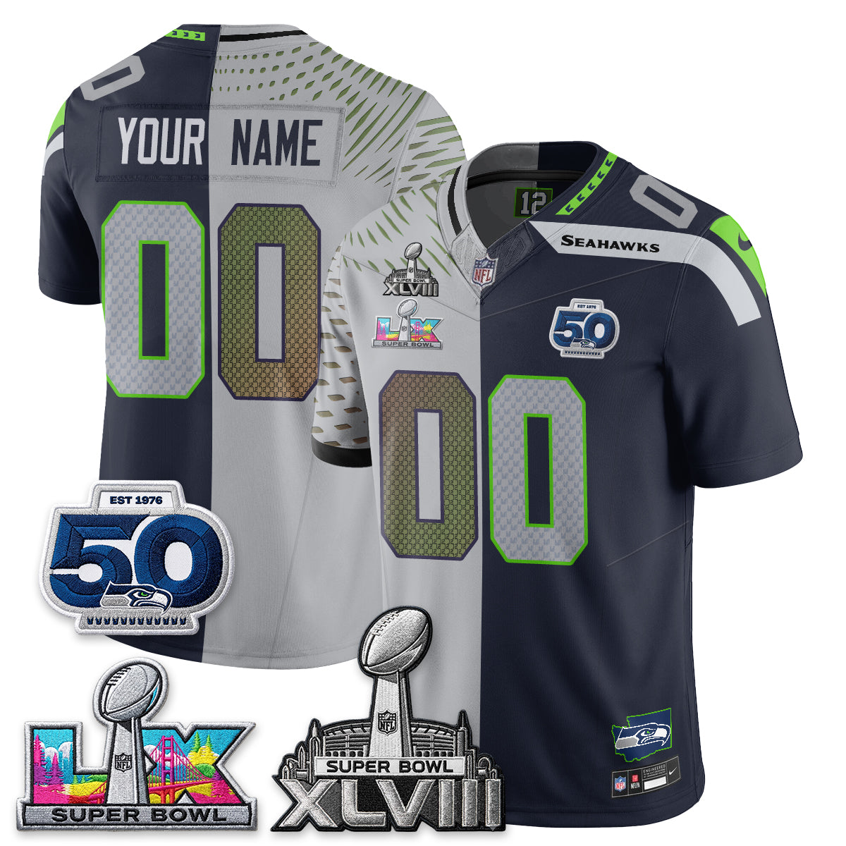 SEA SB LX Champs Split Edition Vapor Custom Jersey - Stitch-NQD