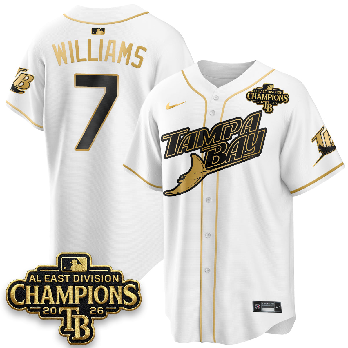Tampa Bay Rays 2026 AL East Champs Gold Edition Vapor Jersey - Stitched-NQD