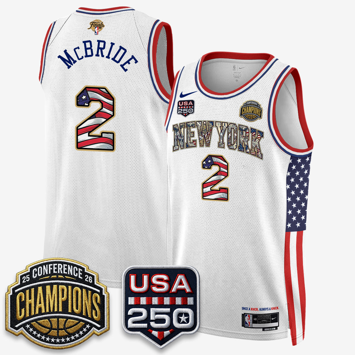 New York Knicks 2026 NBA Eastern Conference Champions x Fourth of July Vapor Jersey - Stitched