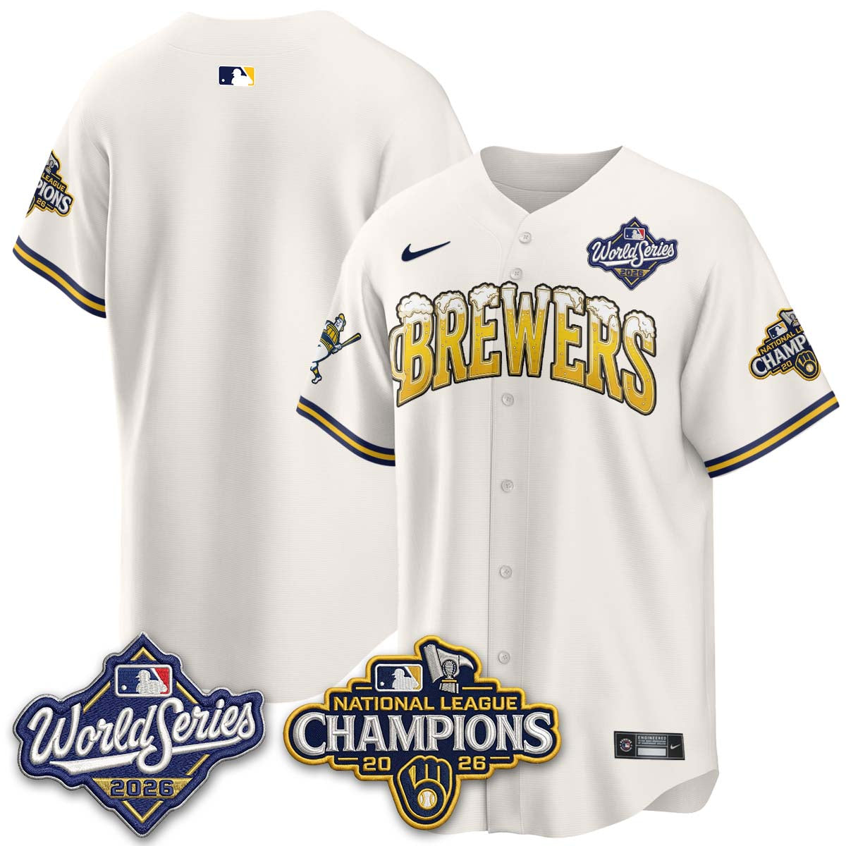 Milwaukee Brewers "Pitcher & Pint" WS26 & 2026 NL Champions Vapor Jersey - Stitched (V2)