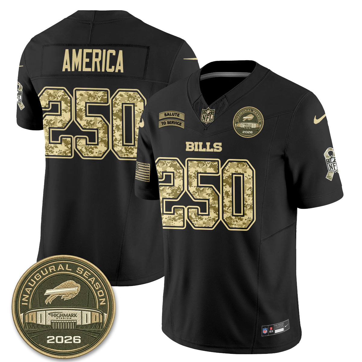 Buffalo Bills 2026 Salute to Service Edition Vapor Jersey V2- Stitched-NQD