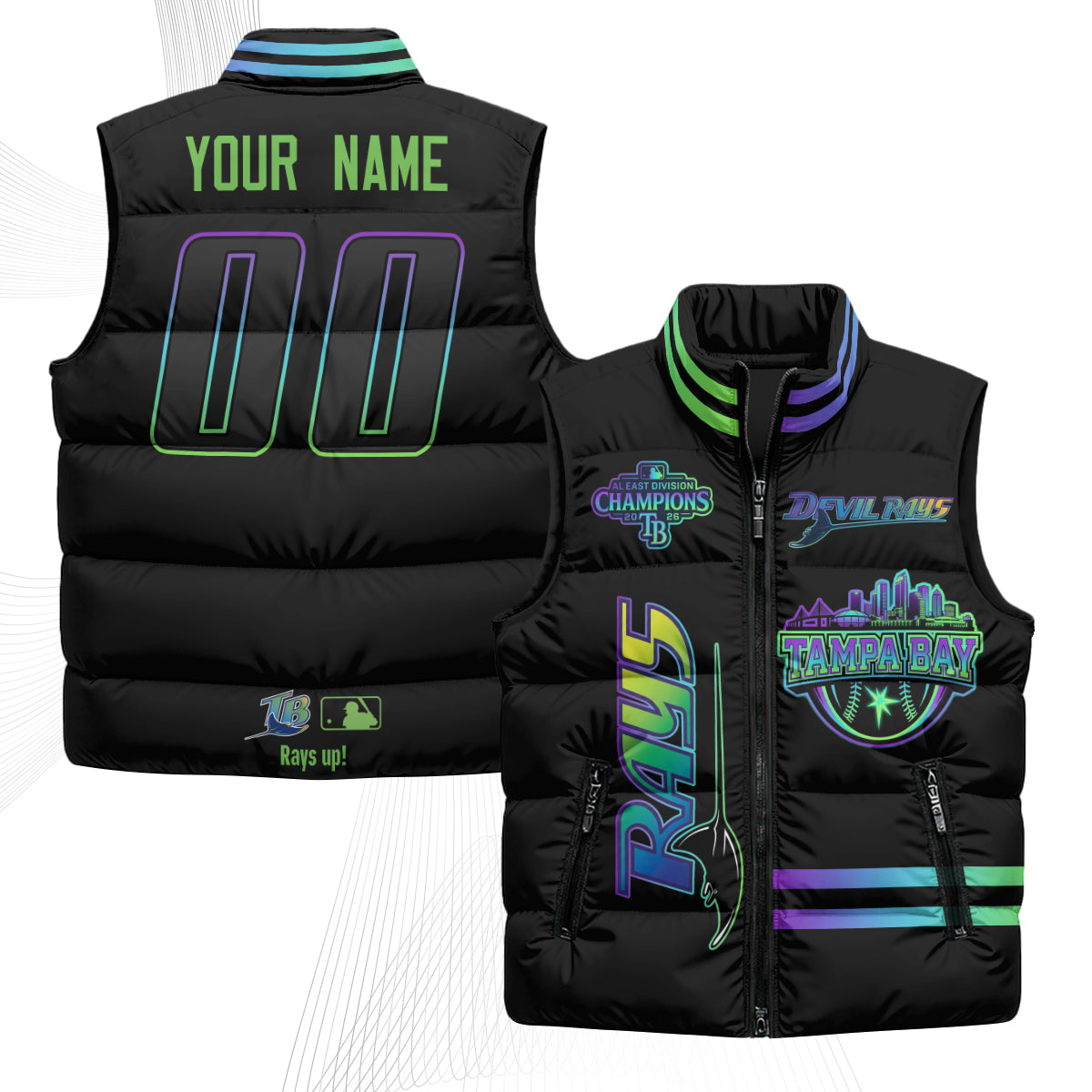 Tampa Bay Rays "Devil Rays" Custom Puffer Vest - Printed
