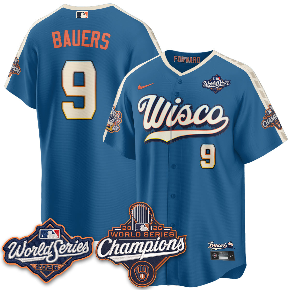 Milwaukee Brewers 2026 WS Champions Vapor Jersey - Stitched
