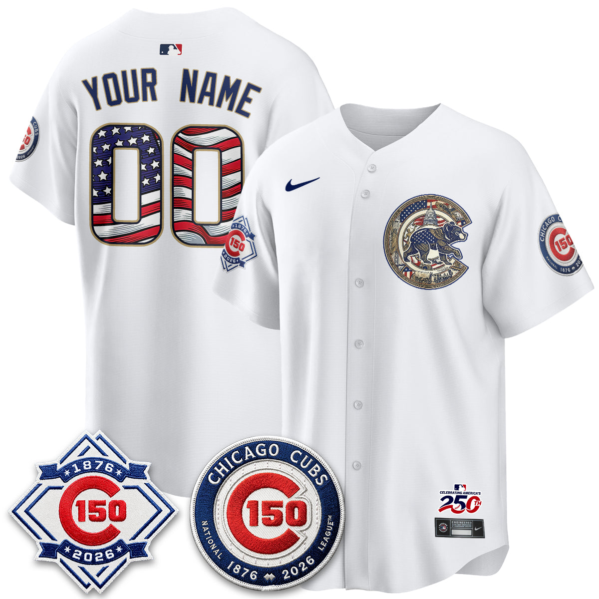 Chicago Cubs 2026 Independence Day USA Vapor Limited Custom Jersey - Stitched