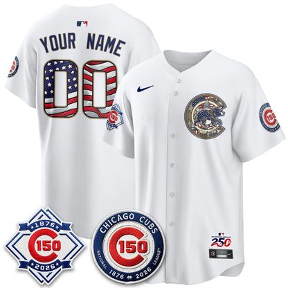 Chicago Cubs 2026 Independence Day USA Vapor Limited Custom Jersey - Stitched