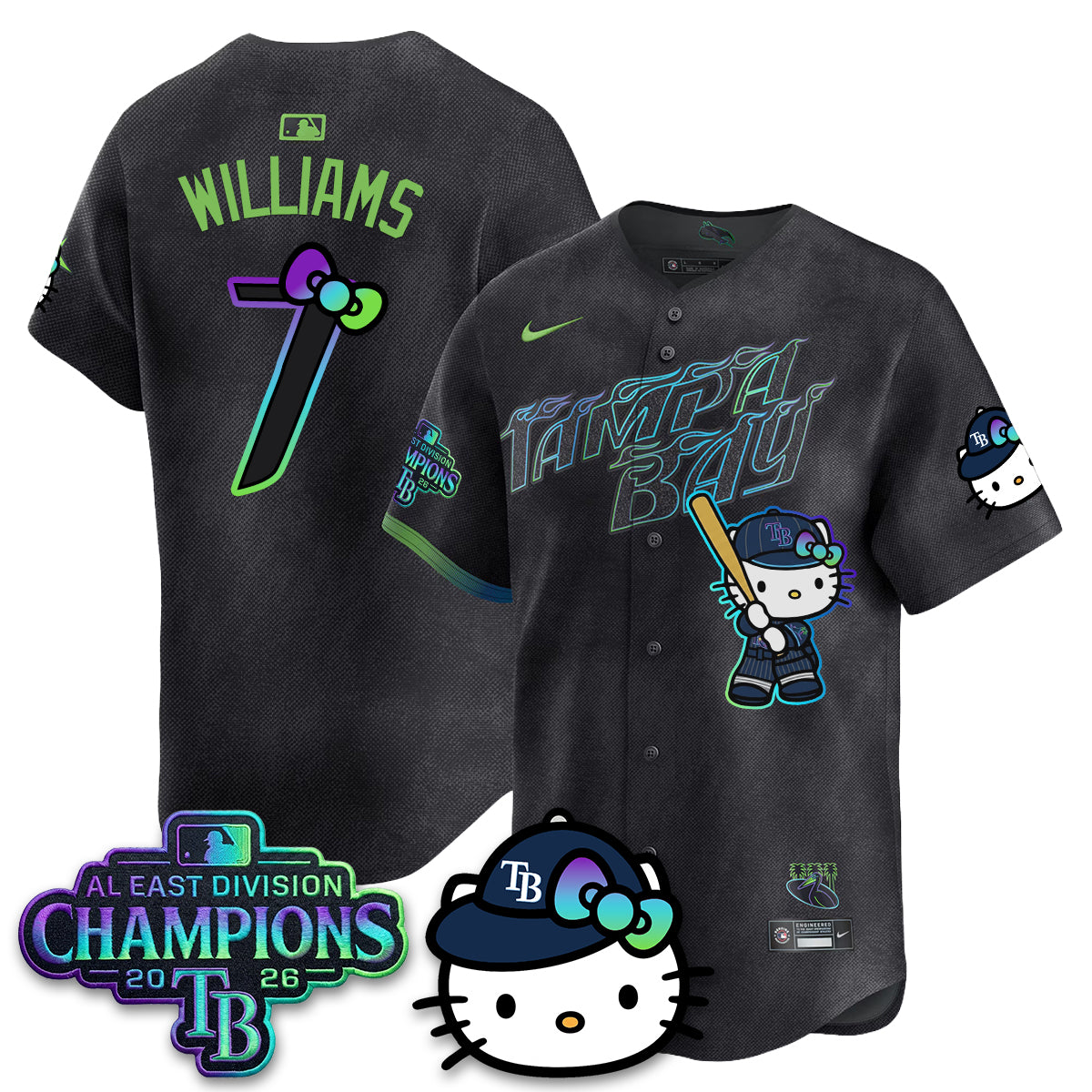Tampa Bay Rays x Meow KT 2026 AL East Champs Vapor Jersey - Stitched-NQD
