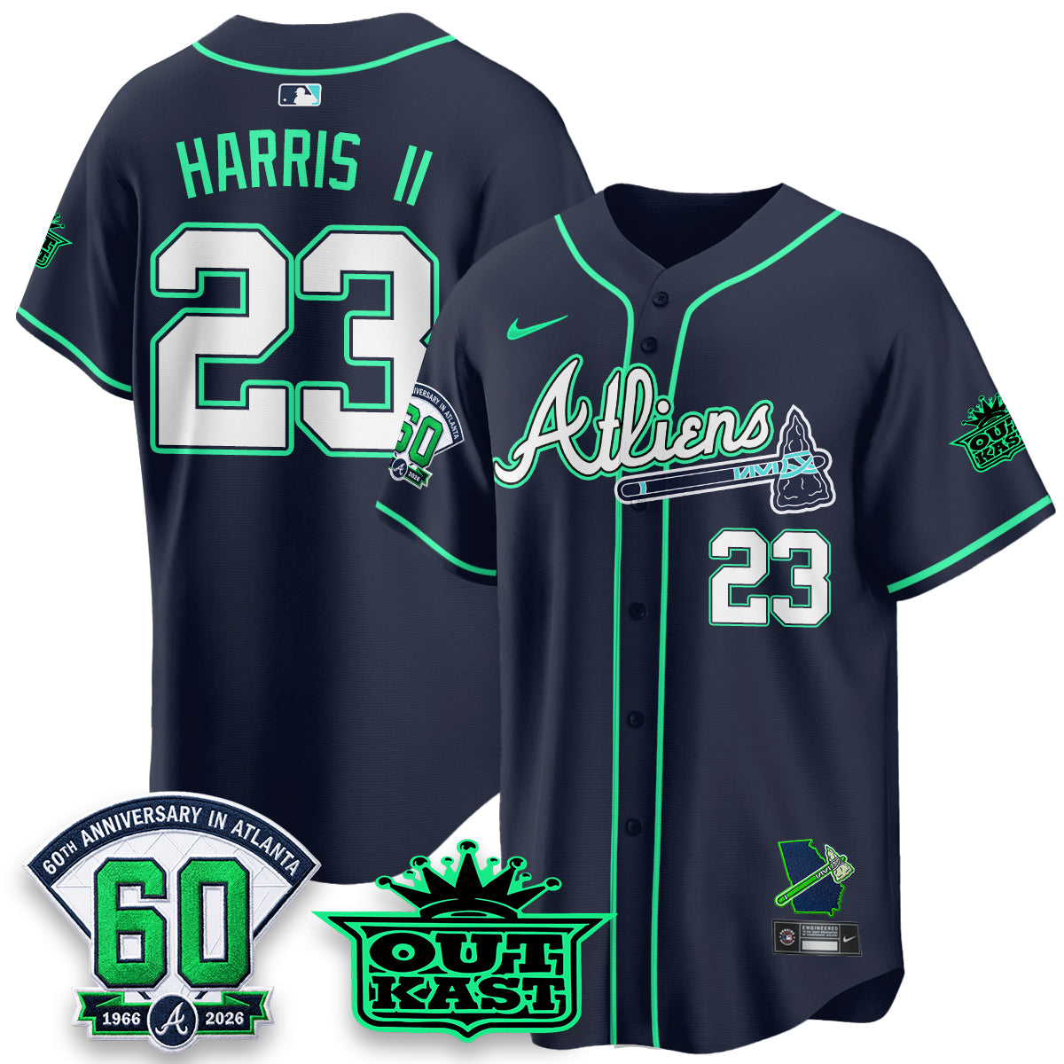 Atlanta Braves x Atliens Cool Base Galaxy Version Jersey - Stitched