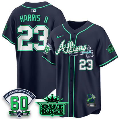 Atlanta Braves x Atliens Cool Base Galaxy Version Jersey - Stitched