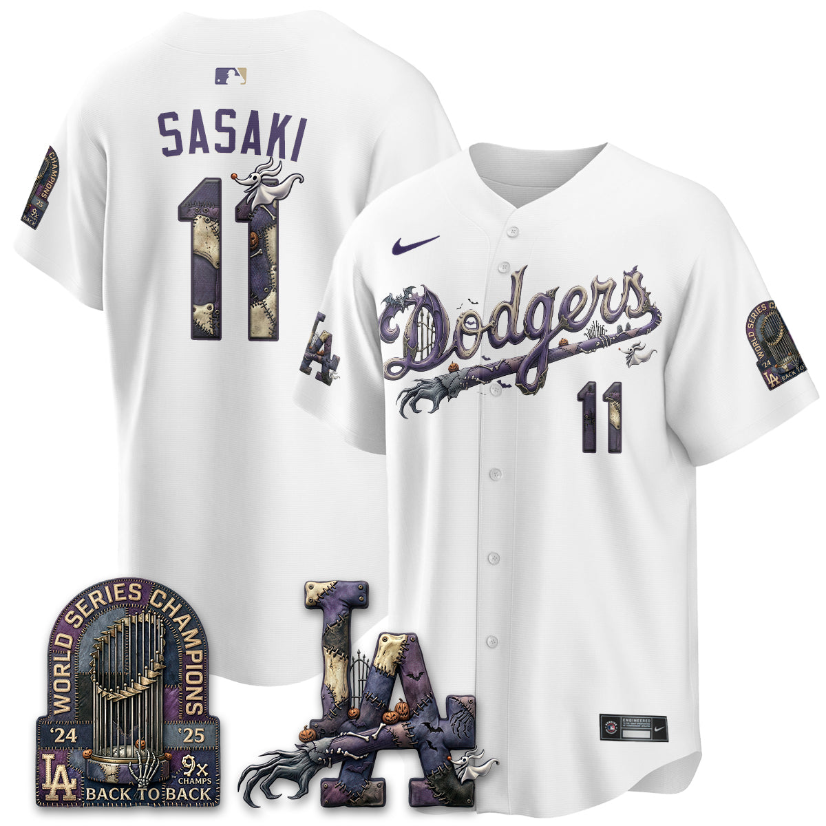 Los Angeles Dodgers Nightmare Edition Vapor Jersey - Stitched