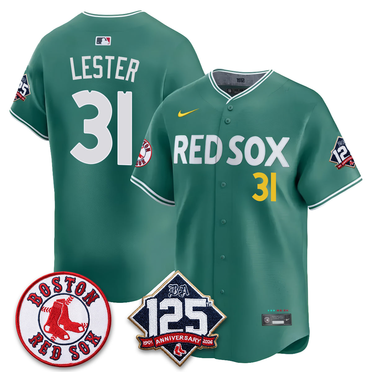 Boston Red Sox 125th Anniversary Patch Vapor Jersey - Stitched
