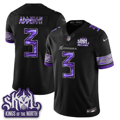 Minnesota Vikings Fangear Edition Warrior Skol Patch Vikings Font Vapor Jersey - Stitched