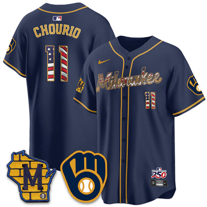Milwaukee Brewers 2026 Independence Day USA Vapor Limited Jersey - Stitched