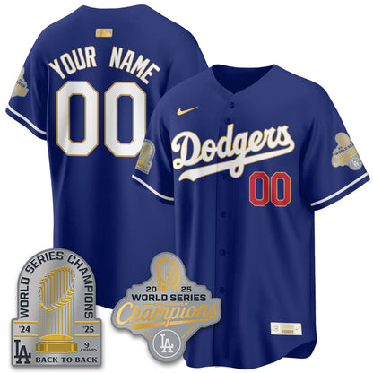 LAD Gold Collection Stadium Vapor Limited Custom Jersey - 9x Champs - Stitched