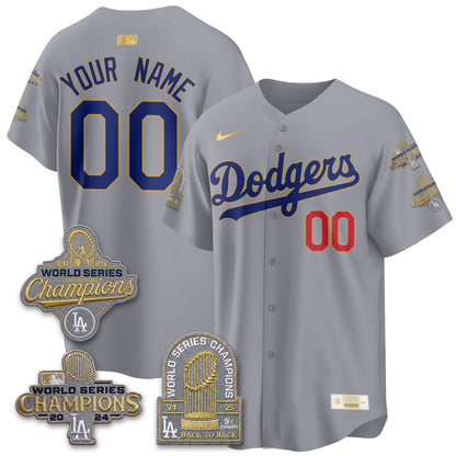 LAD Gold Collection Stadium Vapor Limited Custom Jersey - Back to Back 9x Champs - Stitched