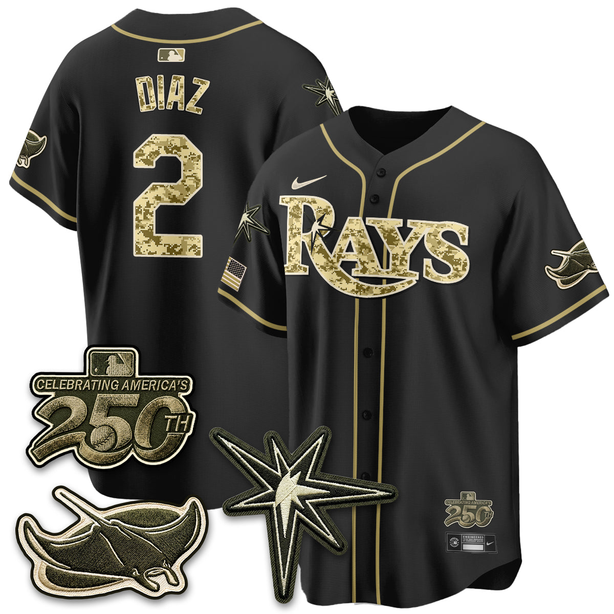 Tampa Bay Rays 2026 Armed Forces Day Jersey V2 - Stitched