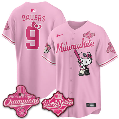 Milwaukee Brewers 2026 WS Champions x Meow KT Vapor Jersey - Stitched
