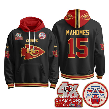 Kansas City Chiefs 4X Champs Gold Edition Hoodie - Stitched