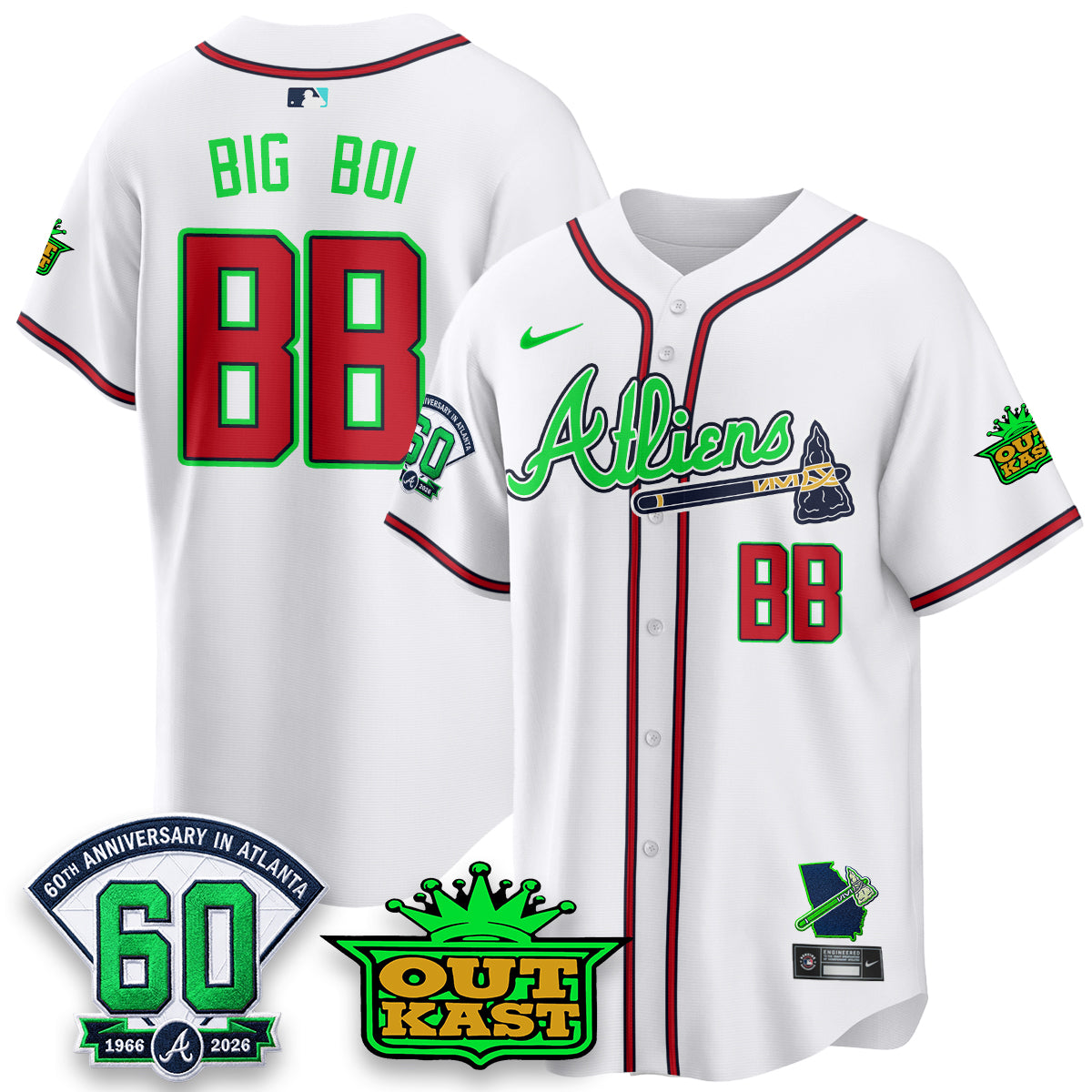 Atlanta Braves x Atliens Cool Base Galaxy Version Jersey - Stitched