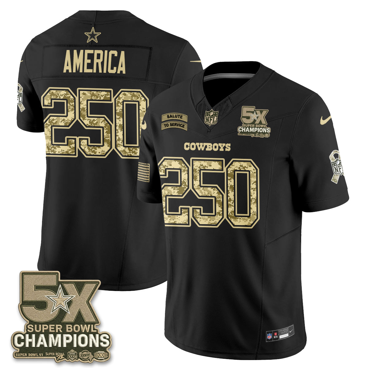 Dallas Cowboys 2026 Salute to Service V3 Vapor Jersey - Stitched