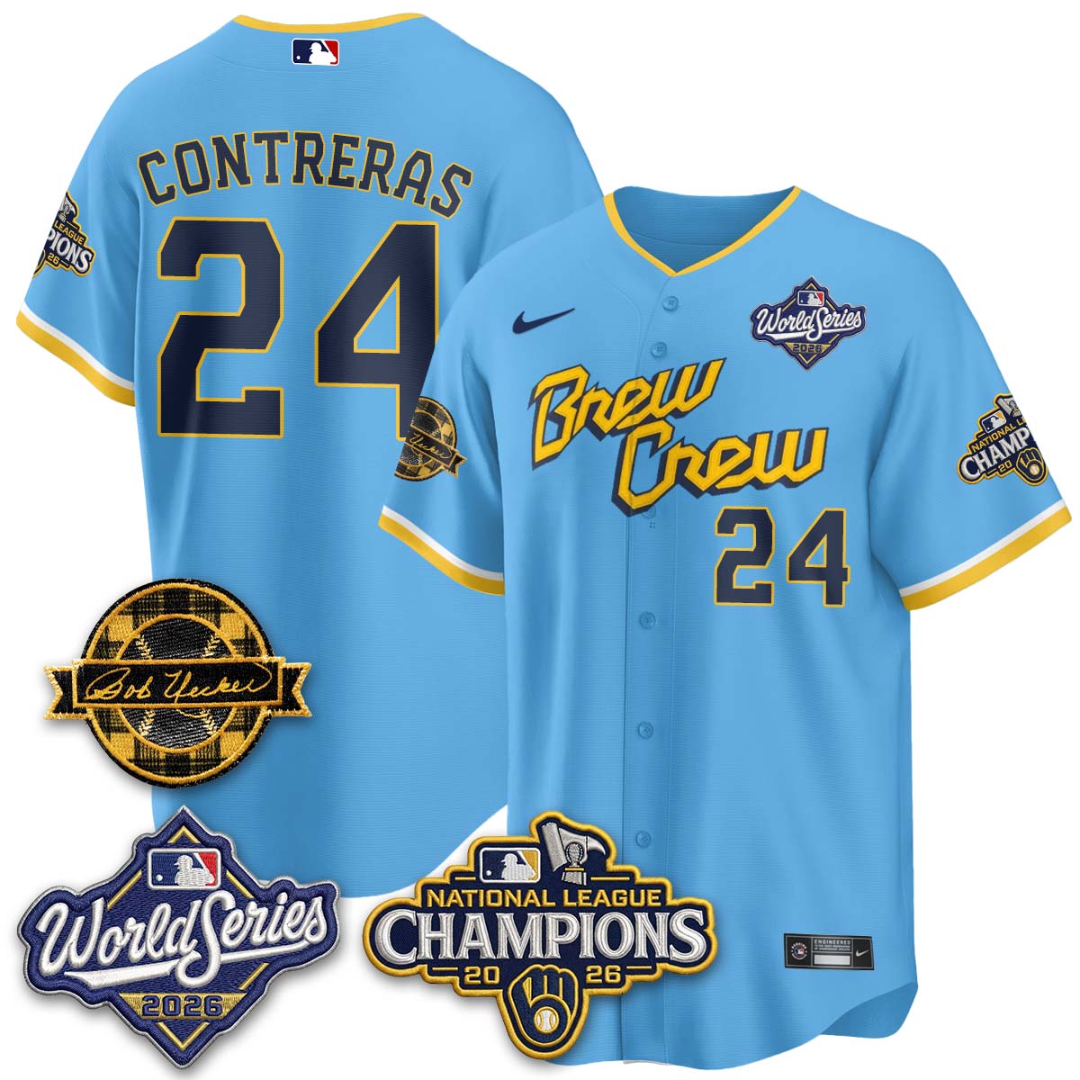 MIL 2026 NL Champions - Bob Uecker Patch Vapor Jersey - Stitched-NQD.