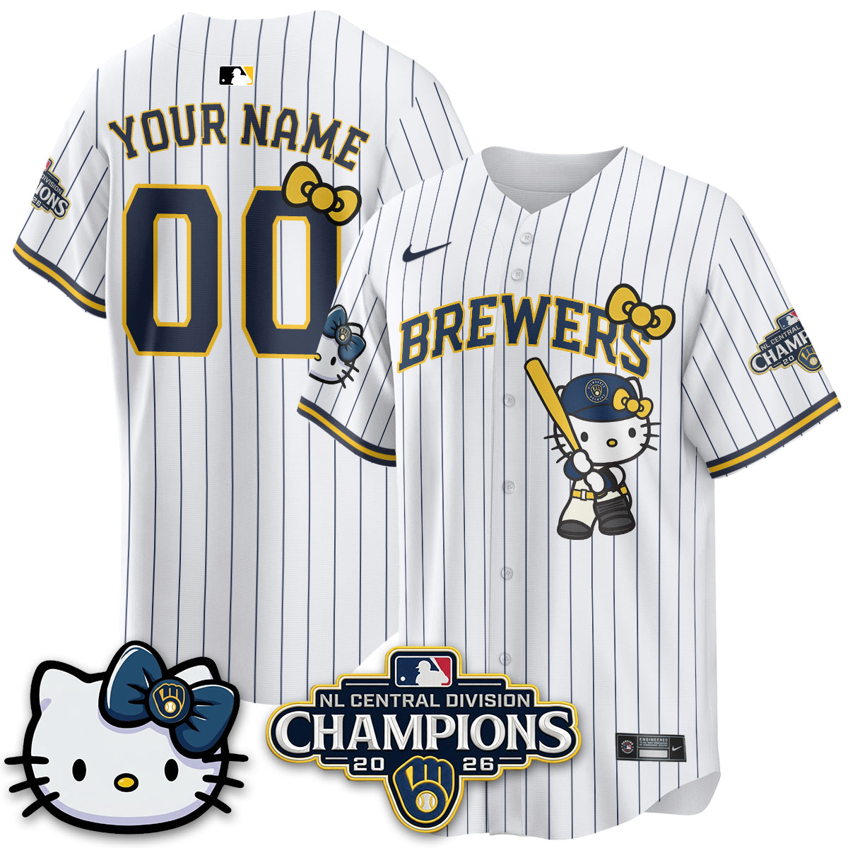 Milwaukee Brewers NL Central Champs x Meow KT Vapor Custom Jersey - Stitched-NQD