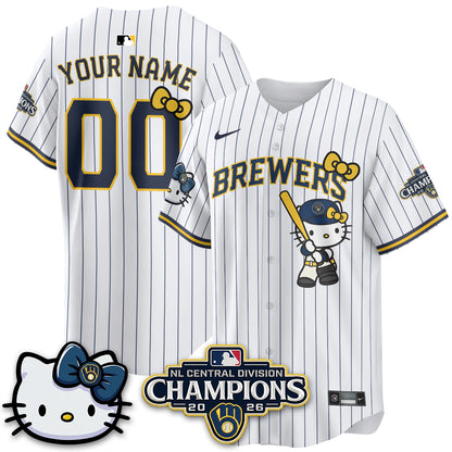 Milwaukee Brewers NL Central Champs x Meow KT Vapor Custom Jersey - Stitched-NQD