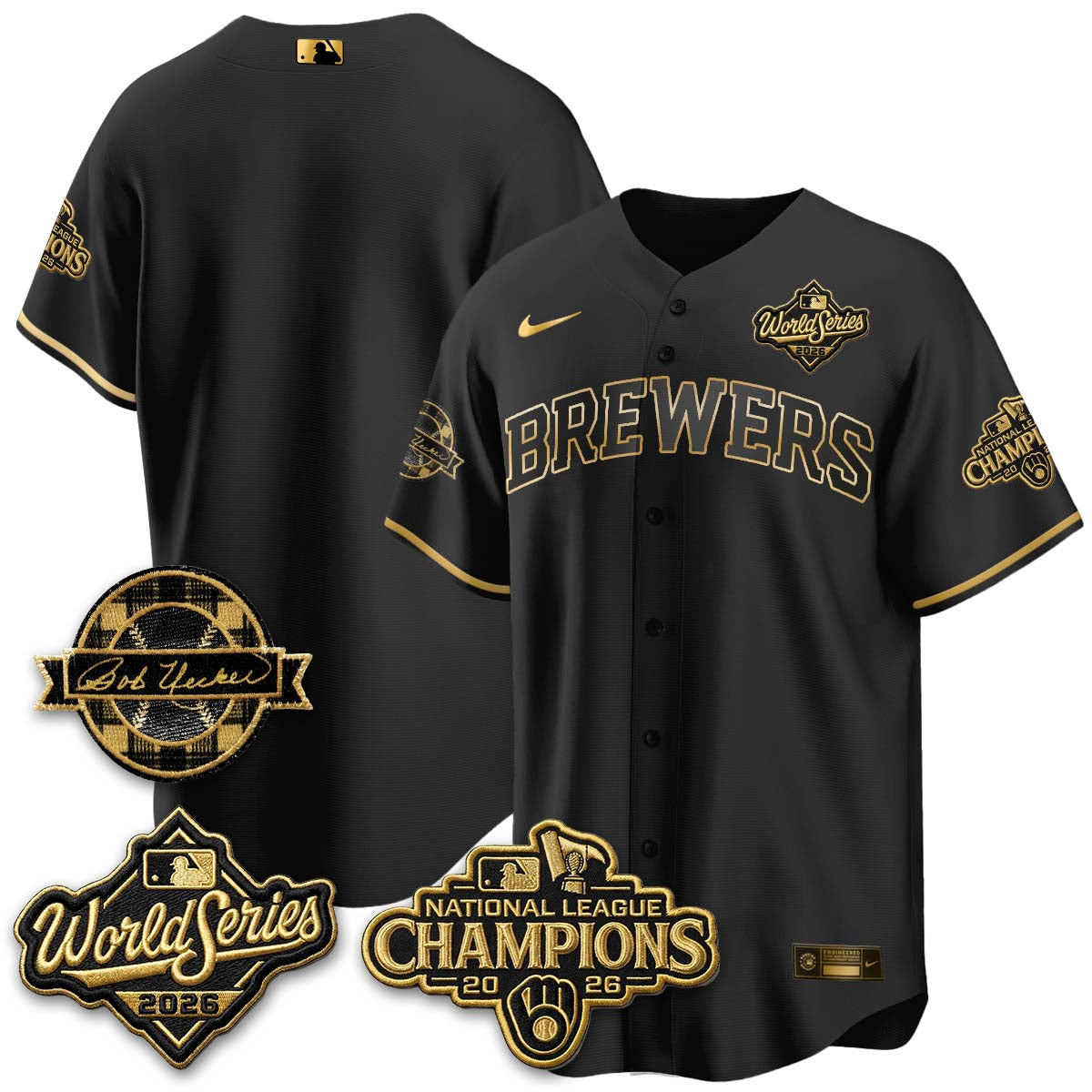 MIL 2026 NL Champions - Bob Uecker Patch Vapor Jersey - Stitched-NQD.