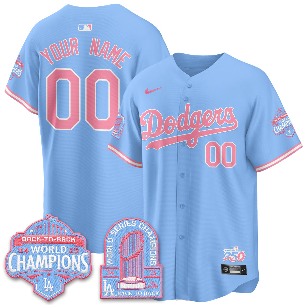 Los Angeles Dodgers x Bubblegum Vapor Custom Jersey - Stitched